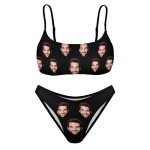 DIYKST Women Swimsuit Stripe Bikini with Face Personalized Bathing Suit (Fashion, Low Rise, V-Neck, Padded, Non-Adjustable Strap, XS-5XL)