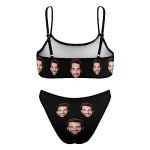 DIYKST Women Swimsuit Stripe Bikini with Face Personalized Bathing Suit (Fashion, Low Rise, V-Neck, Padded, Non-Adjustable Strap, XS-5XL)