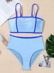 Herseas Women's Bikini Sets Contrast Stripes Square Neck 2 Pieces Swimsuit Padded Bathing Suit Blue Fashion Cruise Outfits