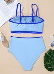 Herseas Women's Bikini Sets Contrast Stripes Square Neck 2 Pieces Swimsuit Padded Bathing Suit Blue Fashion Cruise Outfits