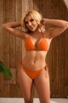 HISAGUHE Women Sexy Tie Rope Bikini Set 2 Piece Swimsuit Fashion Bathing Suit Swim Wear(Orange,M)
