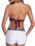 Century Star Women's Two Piece Swimsuit Halter Printed Top with Boyshort Bottoms Bikini Fashion Bathing Suit Floral Print X-Large (fits like US 10-12)