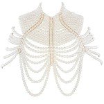 BOCAR Pearl Body Chain for Women Fashion Shoulder Necklaces Bra Sexy Bikini Body Chain Body for Women,party, Wedding, Photo Shoot, Adjustable Pearl Body Jewelry(BC-001-White)