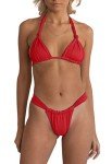 Women Tie Knot Bikini Set Push Up Ruched High Rise Fashion Trendy 2 Piece Swimsuits Bathing Suit Red M