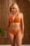 HISAGUHE Women Sexy Tie Rope Bikini Set 2 Piece Swimsuit Fashion Bathing Suit Swim Wear(Orange,M)