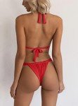 Women Tie Knot Bikini Set Push Up Ruched High Rise Fashion Trendy 2 Piece Swimsuits Bathing Suit Red M