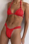 Women Tie Knot Bikini Set Push Up Ruched High Rise Fashion Trendy 2 Piece Swimsuits Bathing Suit Red M