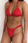 Women Tie Knot Bikini Set Push Up Ruched High Rise Fashion Trendy 2 Piece Swimsuits Bathing Suit Red M