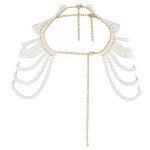 BOCAR Pearl Body Chain for Women Fashion Shoulder Necklaces Bra Sexy Bikini Body Chain Body for Women,party, Wedding, Photo Shoot, Adjustable Pearl Body Jewelry(BC-001-White)