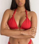 Women Tie Knot Bikini Set Push Up Ruched High Rise Fashion Trendy 2 Piece Swimsuits Bathing Suit Red M