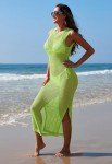 Pink Queen Crochet Beach Cover Up Women Hollow Out Sleeveless Summer Fashion Swimsuit Cover Ups Bikini Beachwear Dress 2025 Fruit Green S