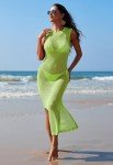 Pink Queen Crochet Beach Cover Up Women Hollow Out Sleeveless Summer Fashion Swimsuit Cover Ups Bikini Beachwear Dress 2025 Fruit Green S