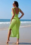 Pink Queen Crochet Beach Cover Up Women Hollow Out Sleeveless Summer Fashion Swimsuit Cover Ups Bikini Beachwear Dress 2025 Fruit Green S
