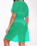 Pinup Fashion Green Cover Ups Swimwear Women See Through Casual Bikini Beachwear S-XL