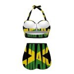 Yewattles Fashion Jamaica Flag Women Two Piece Bikini Set Sexy Halter Top Swimsuits Quick Drying High Waist Tummy Control Bottoms Breathable Bathing Suits Fashion Push Up Swimwear S-XXL