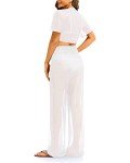 Pinup Fashion Bathing Suit Cover Up Pants White Cover Ups Swimwear Women See Through Sheer Mesh Pants Beach Swimsuit Bikini Cover up