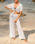 Pinup Fashion Bathing Suit Cover Up Pants White Cover Ups Swimwear Women See Through Sheer Mesh Pants Beach Swimsuit Bikini Cover up