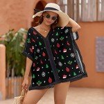 Jdadrh Womens Summer Swimsuit Swimwear Cover up Christmas Tree Snowflakes and Deer Beach Bikini Coverups Fashion Printing Hollow Out for Women Teen Grils