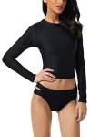 Womens UPF 50+ Swimsuits Long Sleeve Crop Top High Waisted Bikini Set Fashion Summer Rash Guard Bathing Surfing Swimwear Quick Dry Tankini Suit