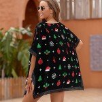 Jdadrh Womens Summer Swimsuit Swimwear Cover up Christmas Tree Snowflakes and Deer Beach Bikini Coverups Fashion Printing Hollow Out for Women Teen Grils