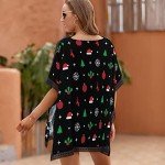 Jdadrh Womens Summer Swimsuit Swimwear Cover up Christmas Tree Snowflakes and Deer Beach Bikini Coverups Fashion Printing Hollow Out for Women Teen Grils