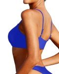 Pinup Fashion Womens Scoop Neck Bikini Tops Adjustable Spaghetti Straps Bathing Suit Padded Swimsuit Sports Bra Swim Top Only Royal Blue