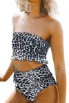 Dokotoo Womens Juniors Push Up Cute High Waisted Strapless Leopard Fashion Bikini Sets Swimsuit Two Pieces Bathing Suit Swimwear Swim Bottoms Small
