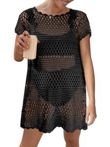 PIQDZZUI Women Swimsuit Coverup Crochet Bathing Suit Cover Ups for Swimwear 2023 Summer Outfits Fashion Clothes Bikini Pool Beachwear Beach Dress Knit Pullover