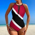 Trinidad and Tobago Flag One-Piece Swimsuit Women Fashion Beach Bikini Bathing Suits XL