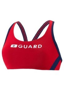 Speedo womens Guard Swimsuit Sport Bra Endurance - Manufacturer Discontinued fashion bikini tops, Speedo Red, Medium US