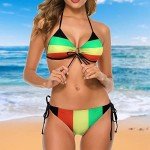 LASWEGA Women's Fashion Caribbean Rasta African Grassland Yellow Red Green Triangle Bikini Sets Swimsuit Bathing Suits,XL