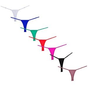 JAXFSTK Mini Bikini Micro G-String Women's Sexy Lowe Rise Adjustable Thong Fashion Tanga Lingerie Underwear 7PCS M
