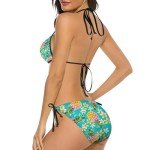 Ysidec Cute Pineapples Fashion Hawaii Flowers Women Two Piece Bikini Set Halter Padded Top Tie Side Bottom Triangle Swimsuit M