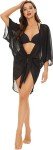 SUN-ROSE FASHIONS Solid Georgette Women's Sexy Bikini Cover up Body wrap Knot Pareo | Beach Cover up | Shrug | Overcoat | One Size fits All, Black, Free Size