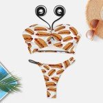 Women's for Hotdog Fun Food Hot Dog Bikini Bathing Suits Breathable Comfort Bikini Swimsuits Sexy Fashion Bikini Set Halter for Sports, Fitness