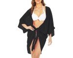 SUN-ROSE FASHIONS Solid Georgette Women's Sexy Bikini Cover up Body wrap Knot Pareo | Beach Cover up | Shrug | Overcoat | One Size fits All, Black, Free Size
