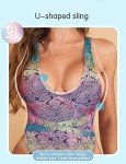 RUMONTY Women's Fashionable Bikini Set Serpentine Print Swimsuit Back Cross Shoulder Strap One Piece Bathing Suit Multicolor
