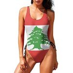 One-Piece Swimsuit Women Fashion Lebanonn Flag Beach Bikini Bathing Suits L