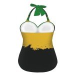 UNICEU Womens Fashion One Piece Halter Bathing Suits, Novelty Jamaica Flag Print Womens One Piece High Cut Bikini Bathing Suits