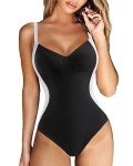 RXRXCOCO Women Slimming Tummy Control One Piece Swimsuits V Neck Crisscross Back Bathing Suit Black and White Medium