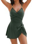 Blooming Jelly Womens Tummy Control Swim Suits One Piece Modest Bathing Suit Ruched Cute 2024 Swimdress (XL, Army Green)