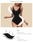 BMJL Women's One Piece Swimsuit Slimming Tummy Control Bathing Suit Deep V Neck Color Block Lace Up Back Swimwear(M,Black)