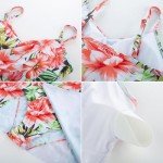 GRACE KARIN Women One Piece Swimsuit with Skirt Tummy Control Swim Dress Vintage Bathing Suit White&Green Leaves M