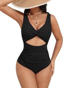 AI'MAGE Bathing Suit for Women One Piece Swimsuit Sexy One Piece Swimsuit Swimwear Cut Out Monokini Black XXLarge