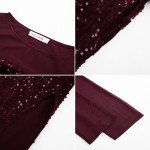Wine Red Sequin Long Sleeve Maxi Dress
