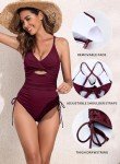 Aleumdr Women's Sexy One Piece Swimsuit Slimming Tummy Control Bathing Suits Cross Wrap Swimwear Side Tie Monokini Biking Red Medium