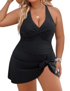Blooming Jelly Womens Plus Size Bathing Suit One Piece Swimsuit Swim Suits for Women 2025 Tummy Control(Black,3X-Large)
