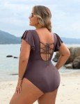 Blooming Jelly One Piece Swimsuit Women Plus Size Tummy Control Bathing Suit Swim Suits 2024 (4XL, Grey Purple)