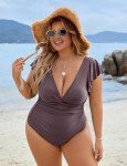 Blooming Jelly One Piece Swimsuit Women Plus Size Tummy Control Bathing Suit Swim Suits 2024 (4XL, Grey Purple)