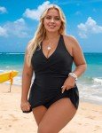 Blooming Jelly Womens Plus Size Bathing Suit One Piece Swimsuit Swim Suits for Women 2025 Tummy Control(Black,3X-Large)